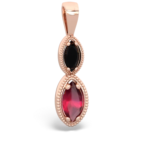 onyx-ruby antique milgrain pendant