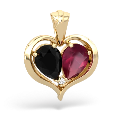 onyx-ruby half heart whole pendant
