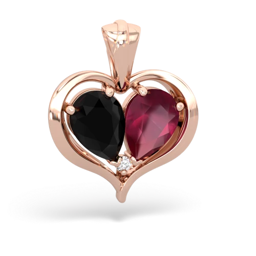 onyx-ruby half heart whole pendant