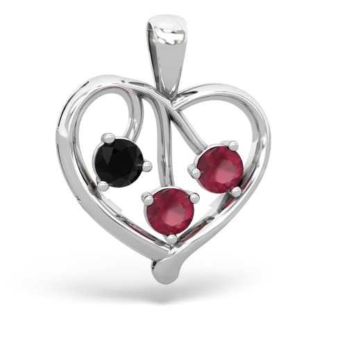 Black Onyx Genuine Black Onyx with Genuine Ruby and Genuine Ruby Glowing Heart pendant Pendant
