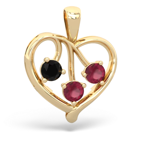 onyx-ruby love heart pendant