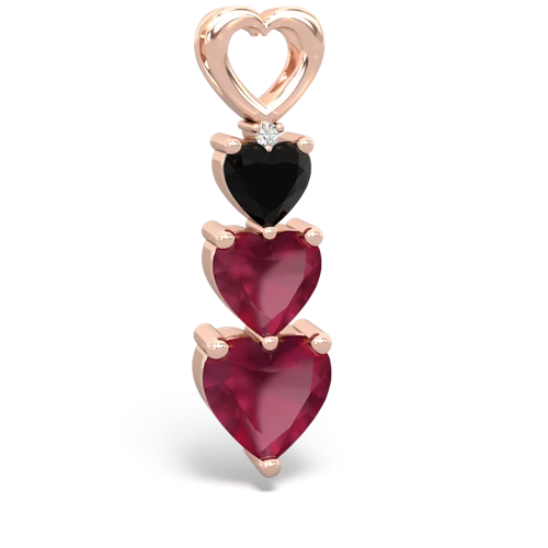 onyx-ruby three stone pendant