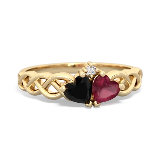 onyx-ruby celtic braid ring