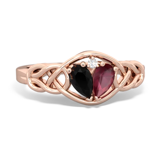 onyx-ruby celtic knot ring