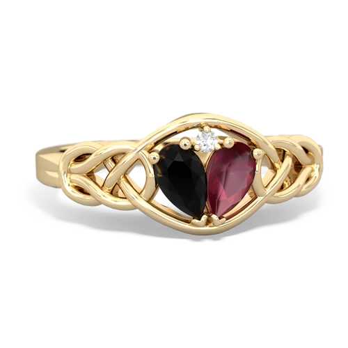 onyx-ruby celtic knot ring