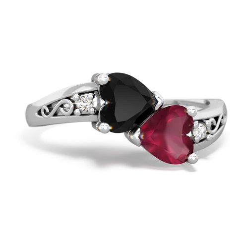 onyx-ruby filligree ring