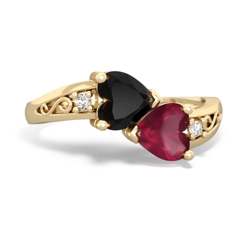 onyx-ruby filligree ring