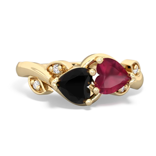 onyx-ruby floral keepsake ring