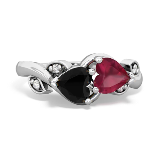 onyx-ruby floral keepsake ring