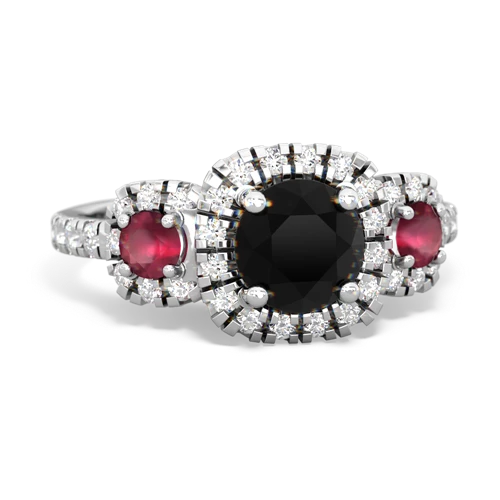 onyx-ruby three stone regal ring