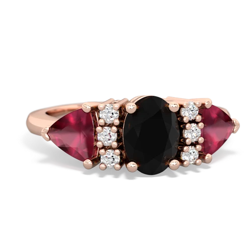 Black Onyx Genuine Black Onyx with Genuine Ruby and Genuine Pink Tourmaline Antique Style Three Stone ring Ring