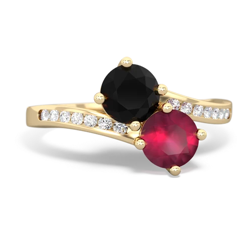 onyx-ruby two stone channel ring