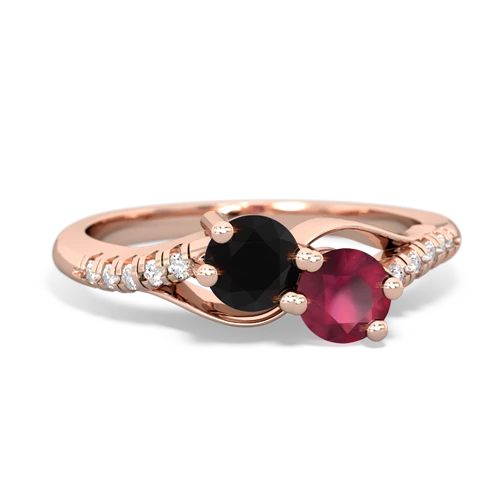 onyx-ruby two stone infinity ring