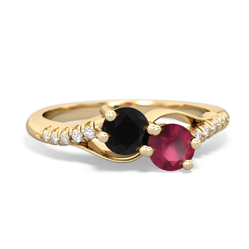 onyx-ruby two stone infinity ring