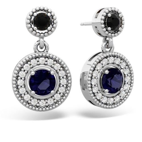 Black Onyx Genuine Black Onyx with Genuine Sapphire Halo Dangle earrings Earrings