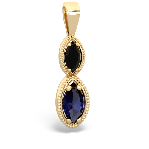 Black Onyx Genuine Black Onyx with Genuine Sapphire Antique-style Halo pendant Pendant