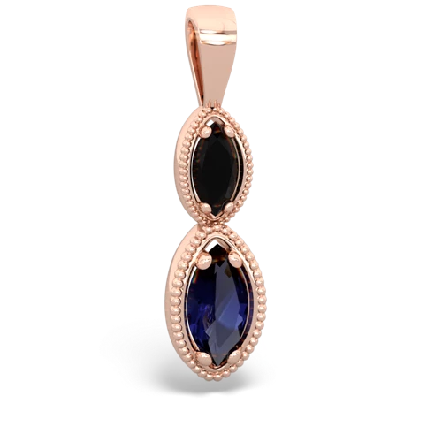 onyx-sapphire antique milgrain pendant