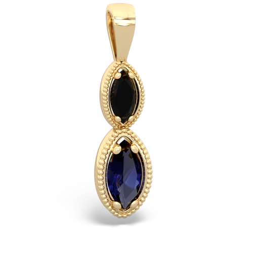 onyx-sapphire antique milgrain pendant