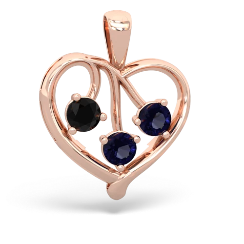 Black Onyx Genuine Black Onyx with Genuine Sapphire and  Glowing Heart pendant Pendant