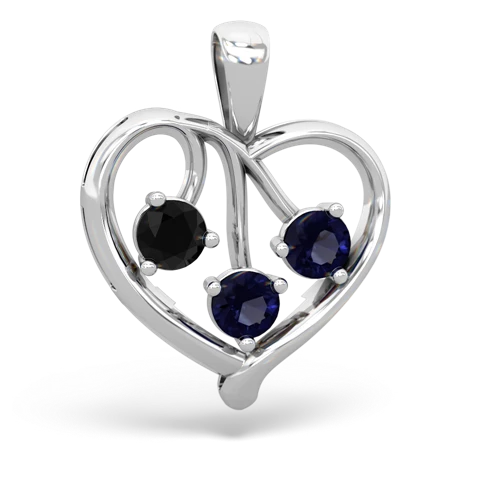 Black Onyx Genuine Black Onyx with Genuine Sapphire and Genuine Pink Tourmaline Glowing Heart pendant Pendant