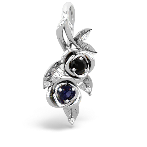 Black Onyx Genuine Black Onyx with Genuine Sapphire Rose Vine pendant Pendant