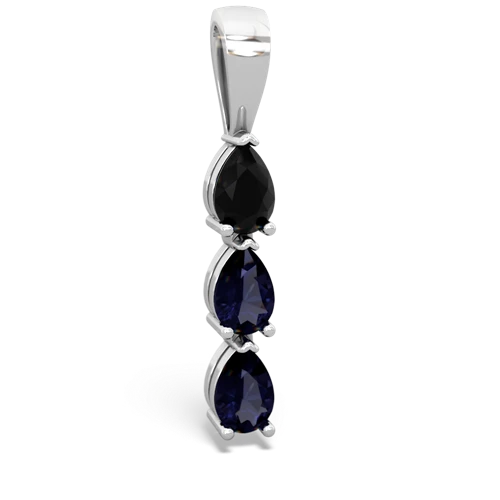 Black Onyx Genuine Black Onyx with Genuine Sapphire and  Three Stone pendant Pendant