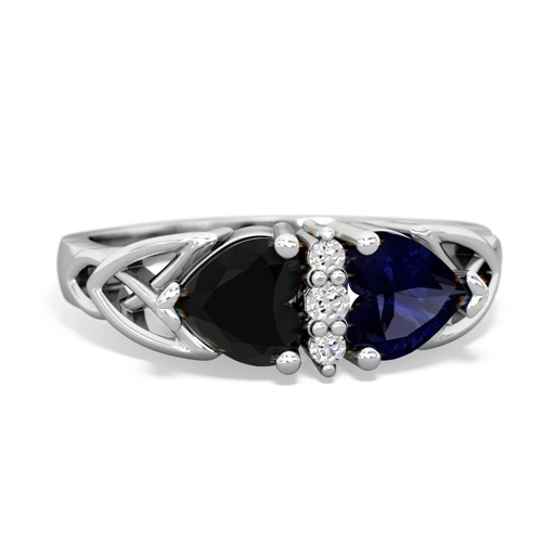 Black Onyx Genuine Black Onyx with Genuine Sapphire Celtic Trinity Knot ring Ring