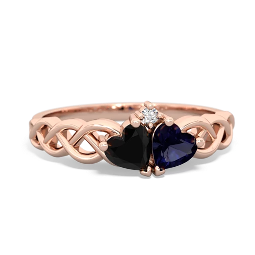 Black Onyx Genuine Black Onyx with Genuine Sapphire Heart to Heart Braid ring Ring