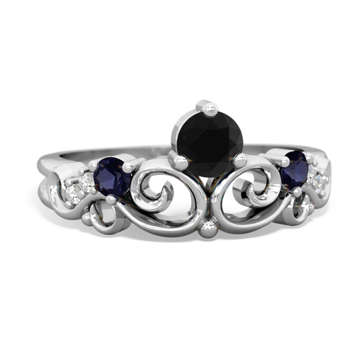Black Onyx Genuine Black Onyx with Genuine Sapphire and  Crown Keepsake ring Ring
