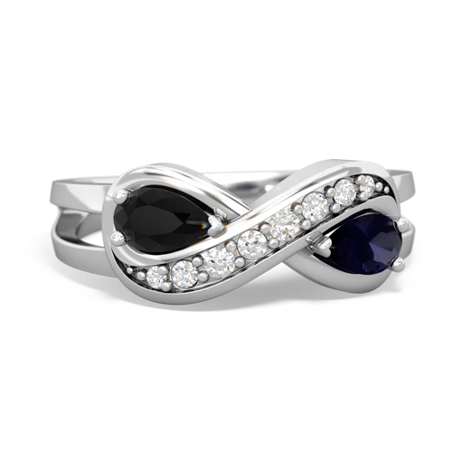 Black Onyx Genuine Black Onyx with Genuine Sapphire Diamond Infinity ring Ring