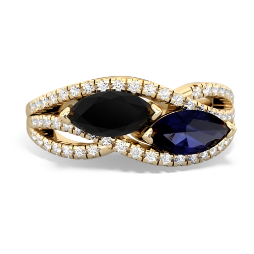 Black Onyx Genuine Black Onyx with Genuine Sapphire Diamond Rivers ring Ring