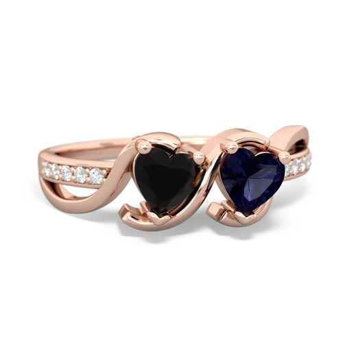 Black Onyx Genuine Black Onyx with Genuine Sapphire Side by Side ring Ring
