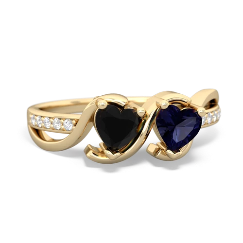 onyx-sapphire double heart ring