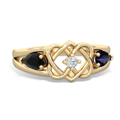 onyx-sapphire double heart ring