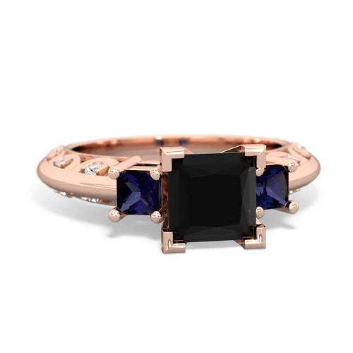 Black Onyx Genuine Black Onyx with Genuine Sapphire and  Art Deco ring Ring