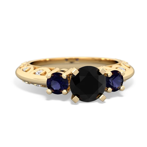 Black Onyx Genuine Black Onyx with Genuine Sapphire Art Deco ring Ring