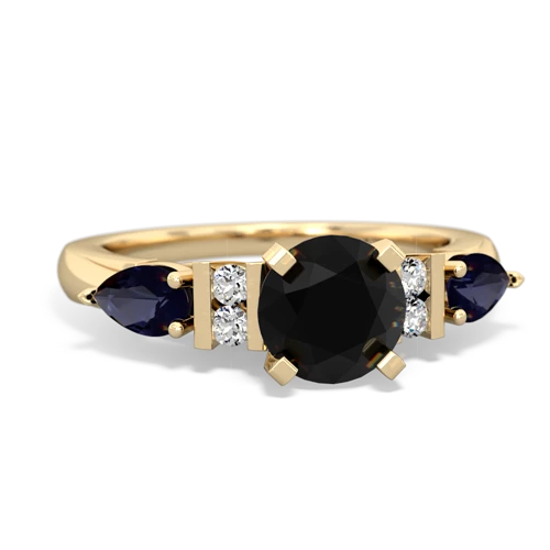 Black Onyx Genuine Black Onyx with Genuine Sapphire and Genuine Emerald Engagement ring Ring