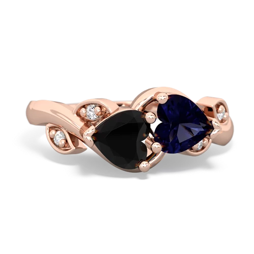 Black Onyx Genuine Black Onyx with Genuine Sapphire Floral Elegance ring Ring