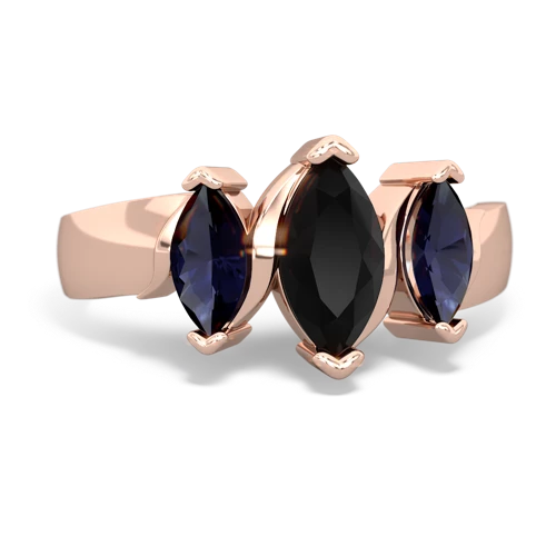 Black Onyx Genuine Black Onyx with Genuine Sapphire and  Three Peeks ring Ring