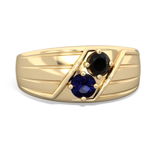 Black Onyx Genuine Black Onyx with Genuine Sapphire Art Deco Men's ring Ring