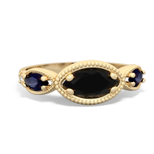 Black Onyx Genuine Black Onyx with Genuine Sapphire and  Antique Style Keepsake ring Ring