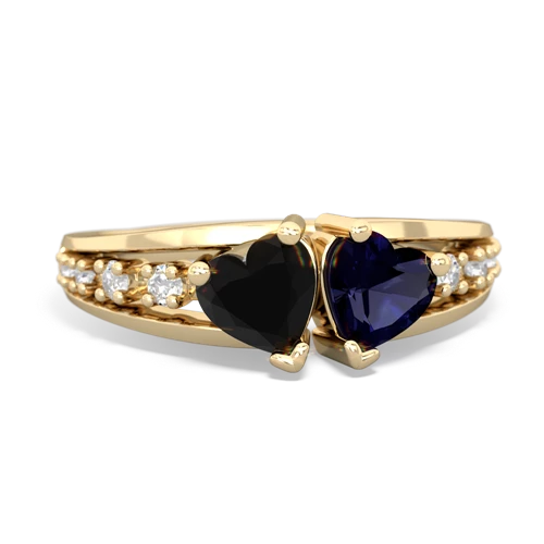 Black Onyx Genuine Black Onyx with Genuine Sapphire Heart to Heart ring Ring