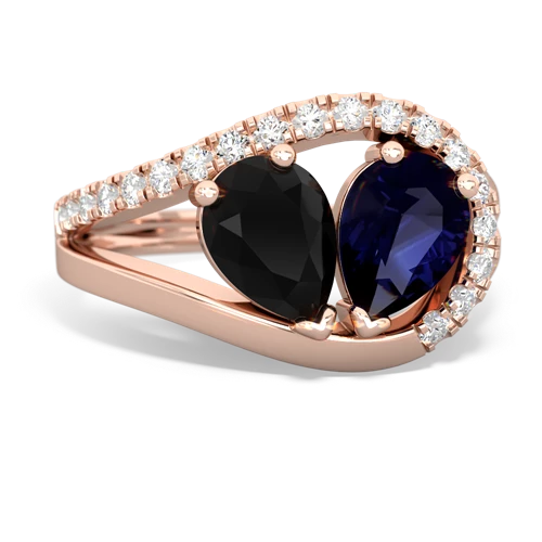 Black Onyx Genuine Black Onyx with Genuine Sapphire Nestled Heart Keepsake ring Ring