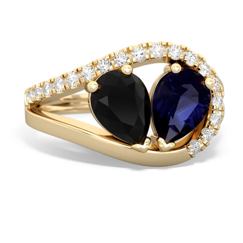 onyx-sapphire pave heart ring