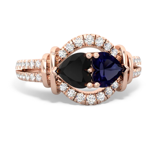 Black Onyx Genuine Black Onyx with Genuine Sapphire Art-Deco Keepsake ring Ring