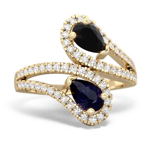 onyx-sapphire pave swirls ring