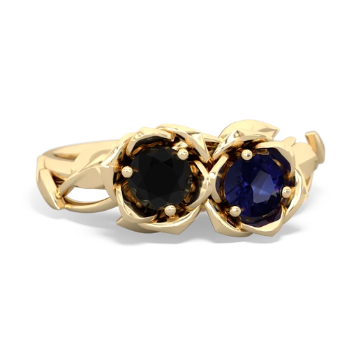Black Onyx Genuine Black Onyx with Genuine Sapphire Rose Garden ring Ring