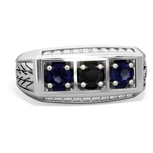 onyx-sapphire three stone ring