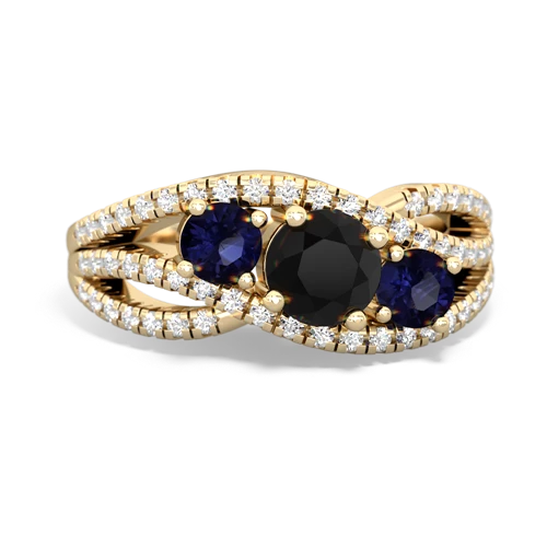 onyx-sapphire three stone pave ring