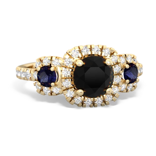 Black Onyx Genuine Black Onyx with Genuine Sapphire and  Regal Halo ring Ring